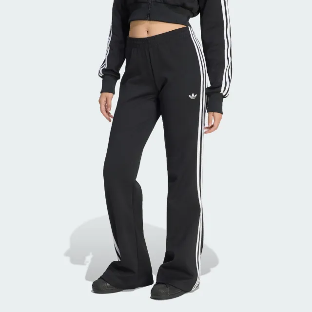 【adidas 愛迪達】長褲 女 運動褲 喇叭褲 亞規 三葉草 FLARED PANTS 黑 KQ6424