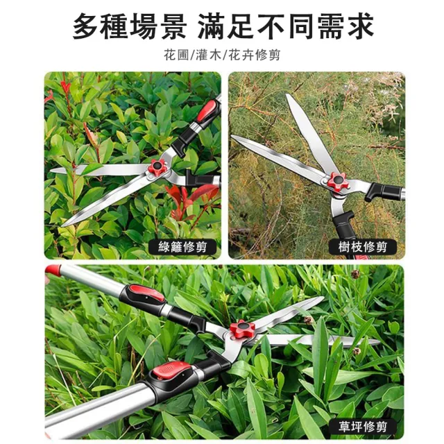 【銘利萊】園藝大剪刀 粗枝剪 進口SK5鋼剪刀 剪枝高枝剪(4檔可伸縮修枝剪 籬笆剪 綠籬剪 防震擋板設計)