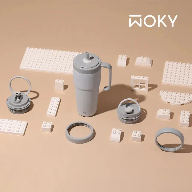 【WOKY 沃廚】渾圓杯3.0 MOZU模組 800ml-全配組(隨行杯/吸管杯/保溫杯瓶/保冰杯瓶/水壺)