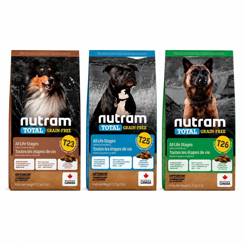 【Nutram 紐頓】T23/T25/T26無穀全能系列狗飼料 11.4kg/25lb(火雞/鮭魚/羊肉、狗糧)