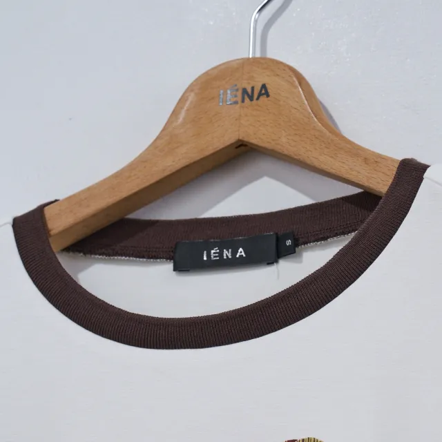 【IENA】花車印花抽繩上衣（#6251001 滾邊、長袖上衣；白色/灰色）