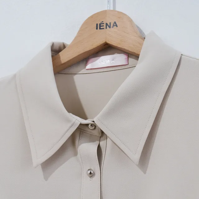 【IENA】休閒下擺抽繩襯衫（#6235006 翻領、鬆緊袖口；深藍色/卡其色）