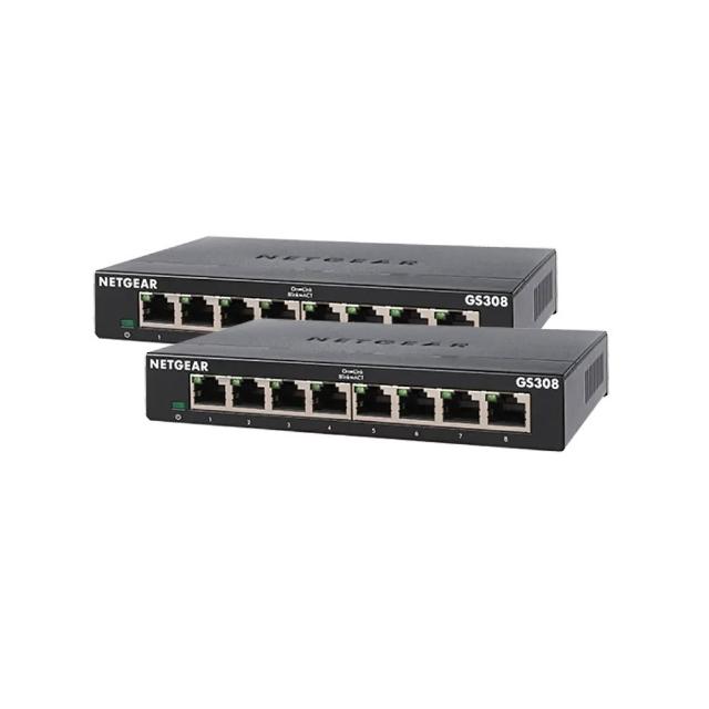 【NETGEAR】2入組★ 8埠 Gigabit 無網管 金屬殼 網路交換器 (GS308)