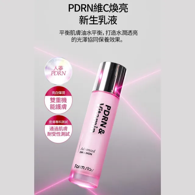 【Farmstay 植物莊園】韓國PDRN維C煥亮新生乳液100ml x2入