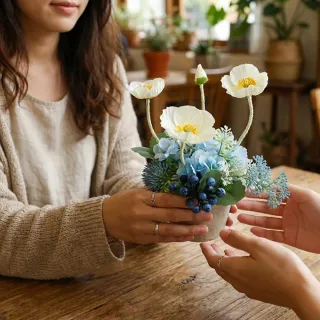 【HUGO DECO 榆果傢飾】典雅虞美人香氛花藝(白)(擬真花/香氛/花禮/送花)