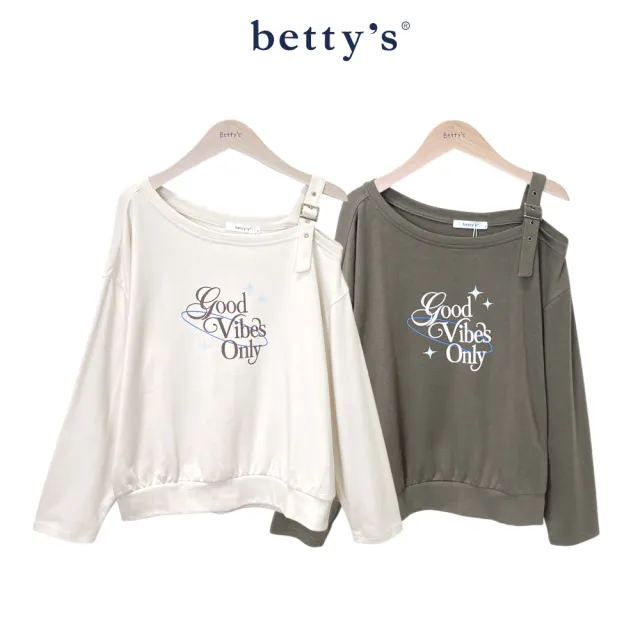 【betty’s 貝蒂思】露肩字母印花斜肩T-shirt(共二色)