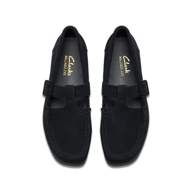 【Clarks】ORIGINALs Wallabee EVO Bar 女款 真皮瑪莉珍袋鼠鞋 (CLF83153R黑色)