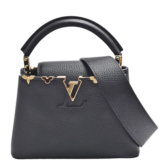 【Louis Vuitton 路易威登】M56669經典Capucines Mini系列Taurillon皮革手提/斜背包(黑色)