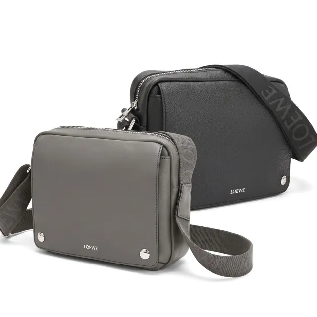 【LOEWE 羅威】Pebble 中型 小牛皮肩 斜背郵差包(2款 側背 真皮 通勤包)