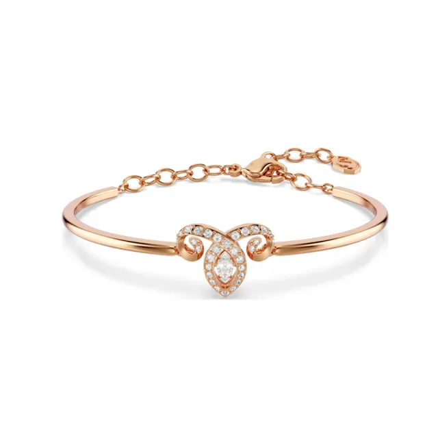 【SWAROVSKI 施華洛世奇】官方直營 十二生肖- 羊年手鐲 混合式切割 白色 鍍玫瑰金色 | 5753323