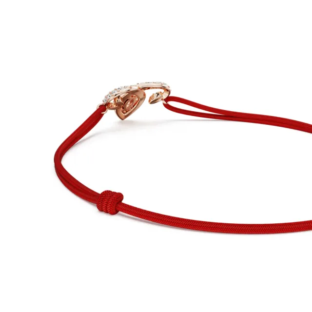 【SWAROVSKI 施華洛世奇】官方直營 十二生肖- 羊年紅線手鏈 混合式切割 紅色 鍍玫瑰金色 | 5753324