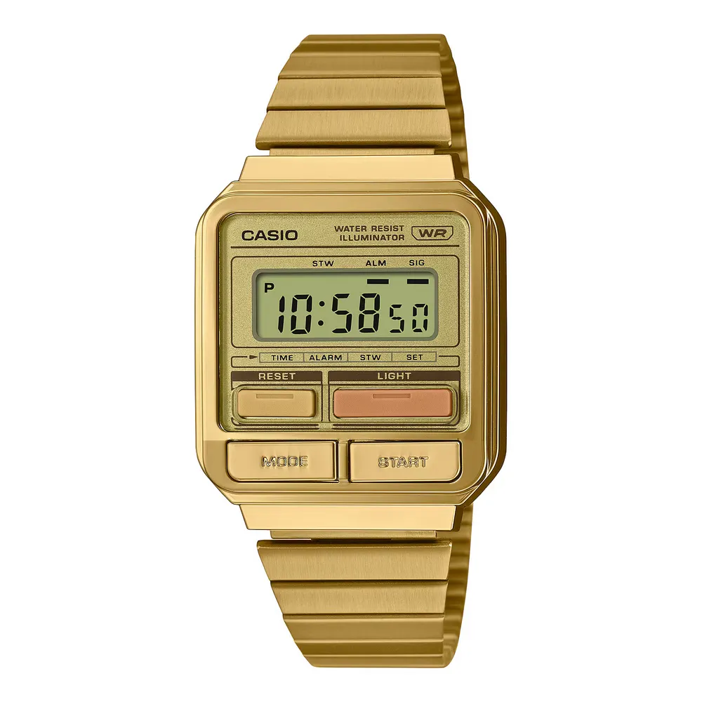 【CASIO 卡西歐】CASIO卡西歐 VINTAGE 復古浪潮數位時尚腕錶-金-A120WEG-9A