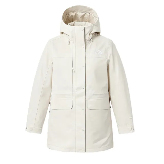 【The North Face】北臉 外套 女 羽絨外套 三合一 長版 防風 防潑水 保暖 W CLASSIC DOWN 米白 NF0A8J70QLI