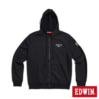 【EDWIN】男女裝 EDWIN食堂連帽外套(黑色)