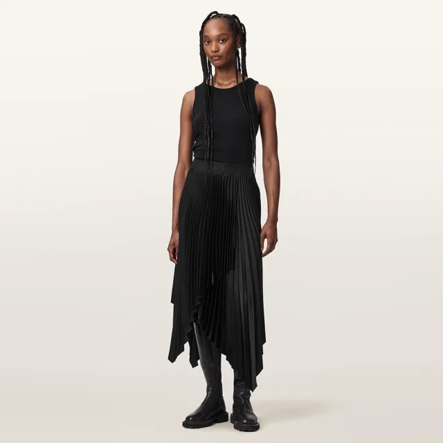 【ALLSAINTS】ELISA 不對稱百褶長裙 W003RF(常規版型)