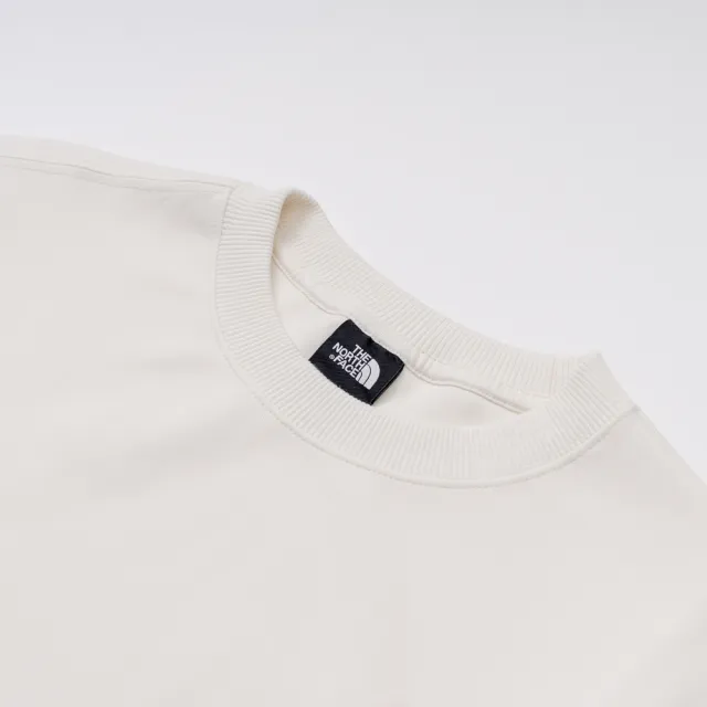 【The North Face】北面女款米白色背面印花長袖大學T｜8JM4QLI