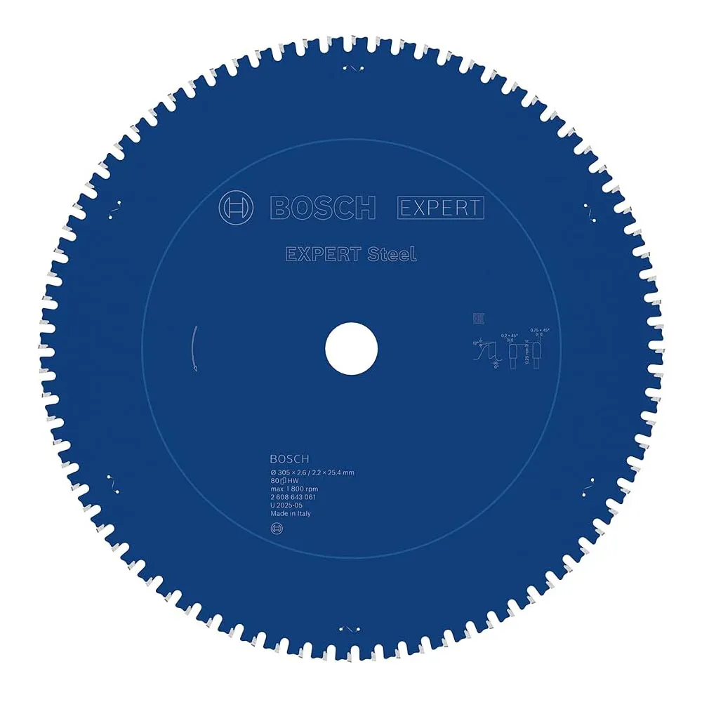 【BOSCH 博世】12吋切鐵圓鋸片305x2.6/2.2x25.4 T80