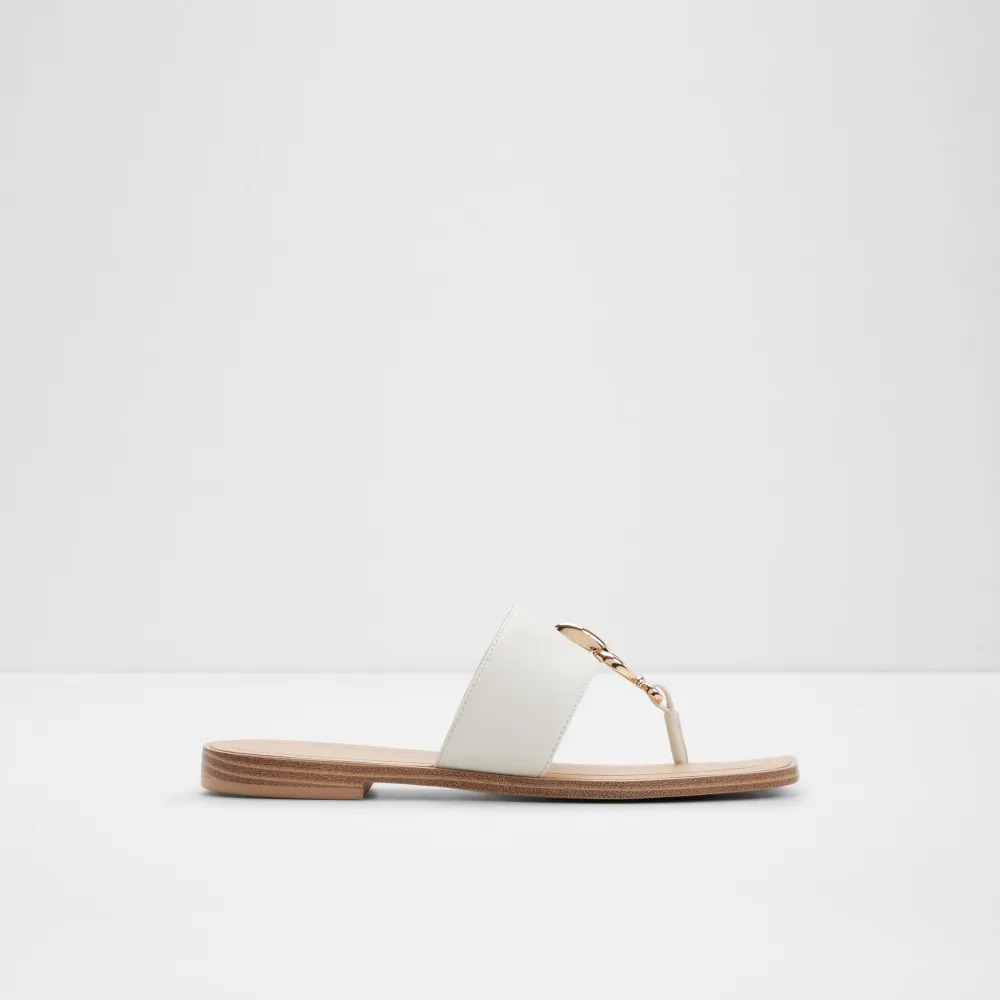 【ALDO】MADALINE-素雅寬帶夾腳平底涼拖鞋-女鞋(白色)