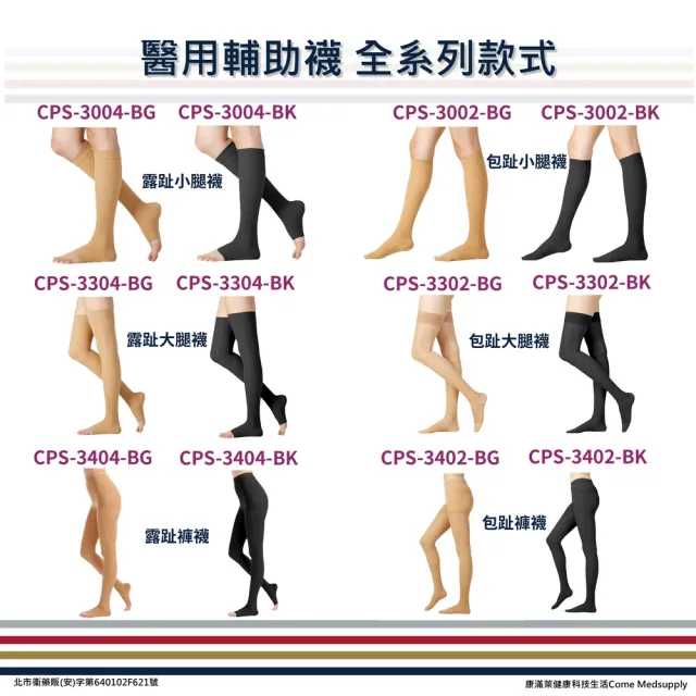【Eunicemed】醫用輔助襪(CPS-3304-BG 壓力襪 露趾襪 大腿襪 膚色  )