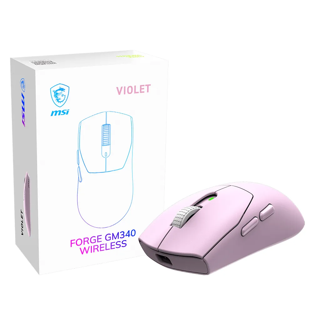 【MSI 微星】FORGE GM340 W VIOLET無線電競滑鼠