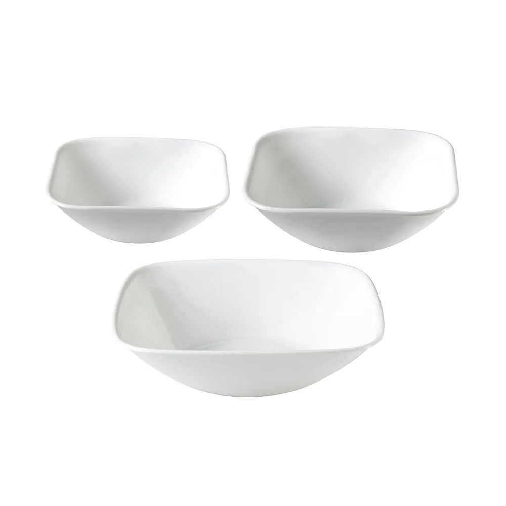 【CorelleBrands 康寧餐具】純白3件式方碗組(C34)