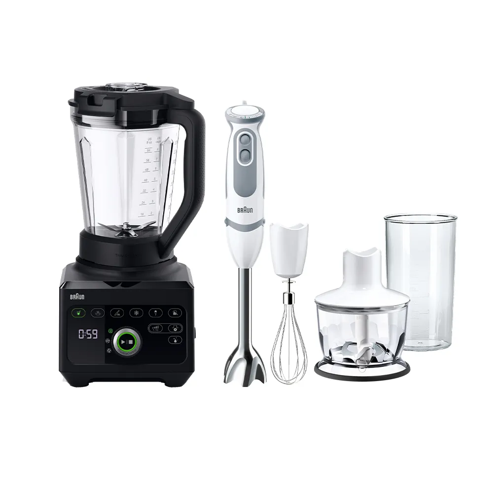 【BRAUN 百靈】PowerBlend 9多動向智能調理機 JB9+手持式食物攪拌棒 MQ5035(獨家組合)