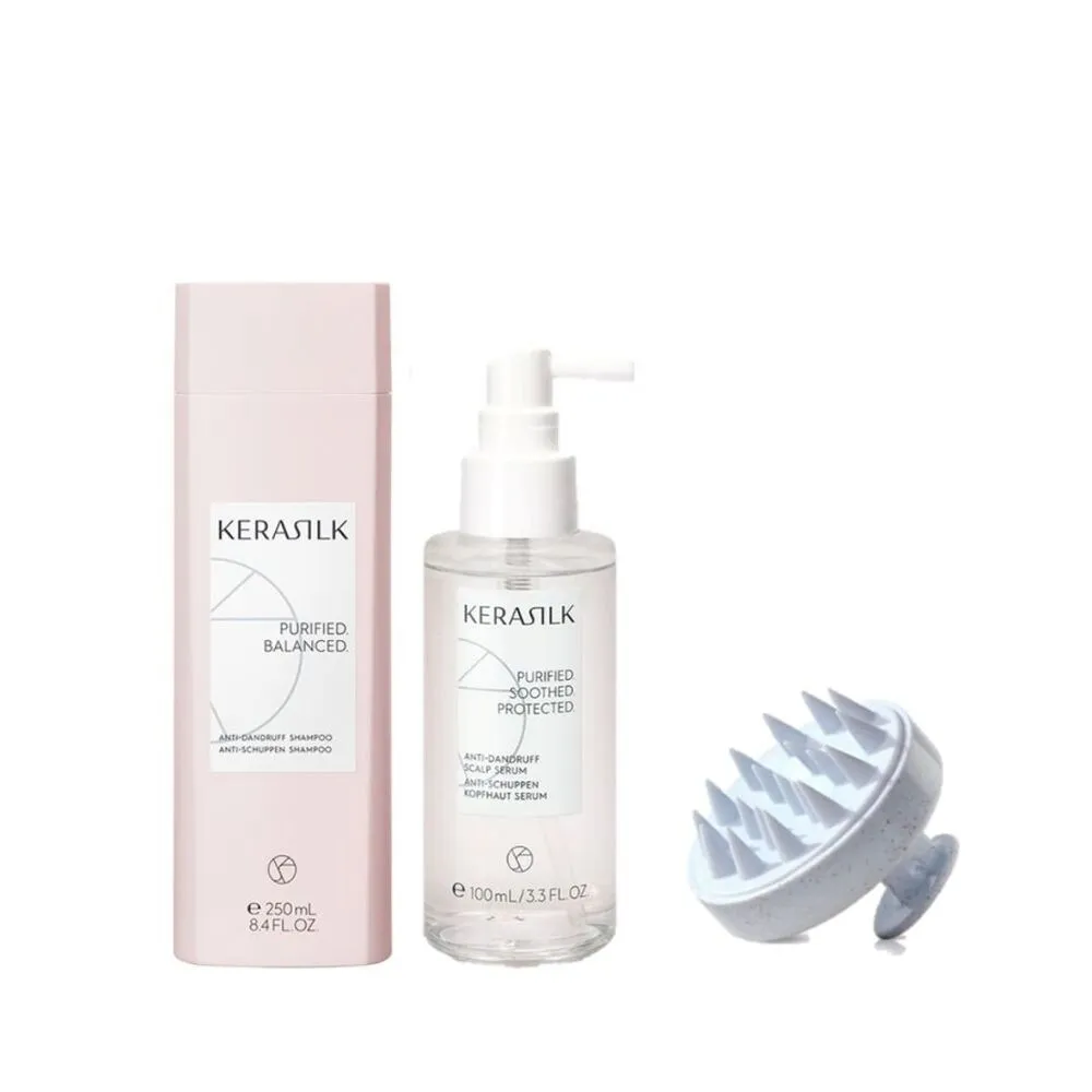 【KERASILK】清爽抗屑淨化組☆屑屑拜拜髮浴250ml+菁華100ml(油水不平衡頭皮適用/洗髮精/控油抗屑/淨化)