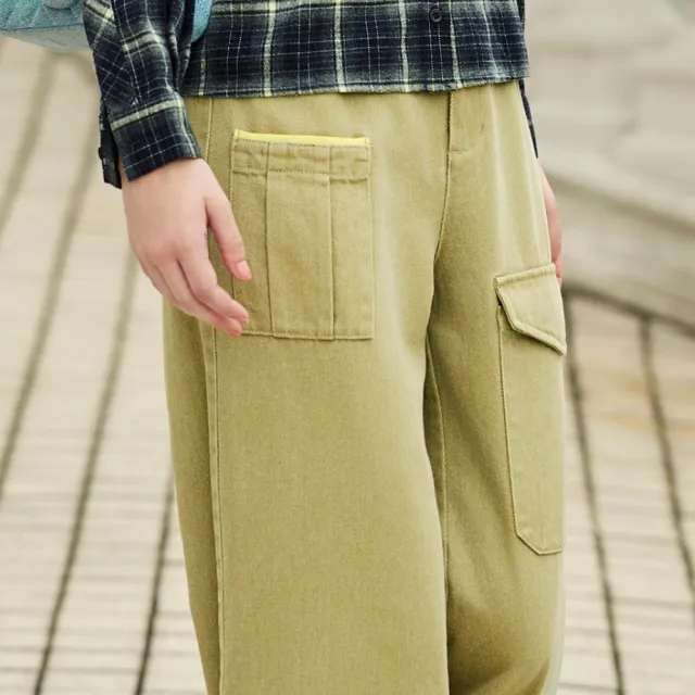 【ILEY 伊蕾】大口袋修身顯瘦直筒寬褲(卡其；M-XL；1264386514)