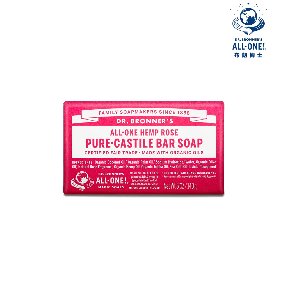 【Dr.Bronner’s 布朗博士】玫瑰潔顏皂(140g)
