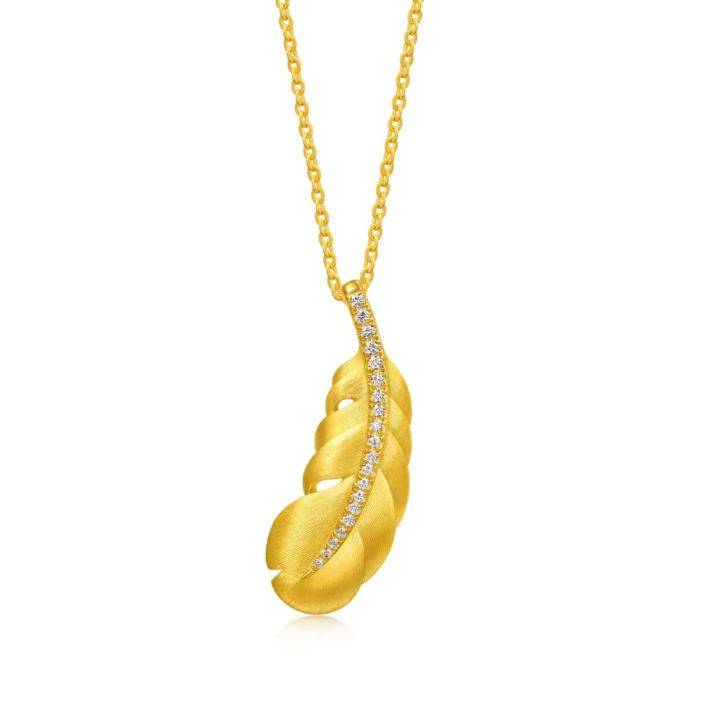 【點睛品】羽之傾心 鑽石黃金項鍊