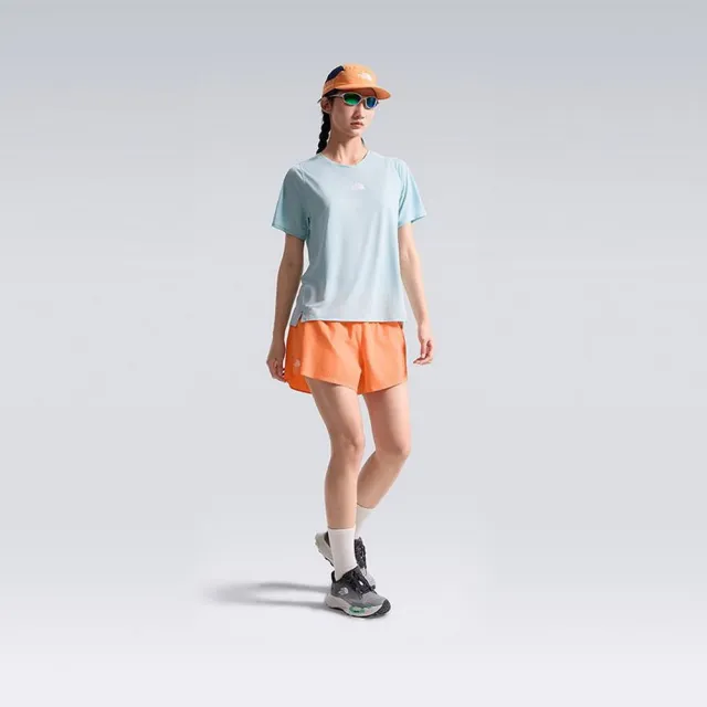 【The North Face】TNF 休閒 運動 短褲 W SUMMIT PACESETTER SHORT GRAPHIC 女 橘 (NF0A8HW90TO)