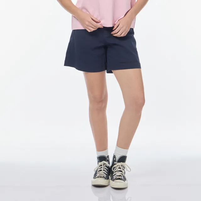【JEEP】女裝 品牌LOGO印花休閒風短褲-深藍色
