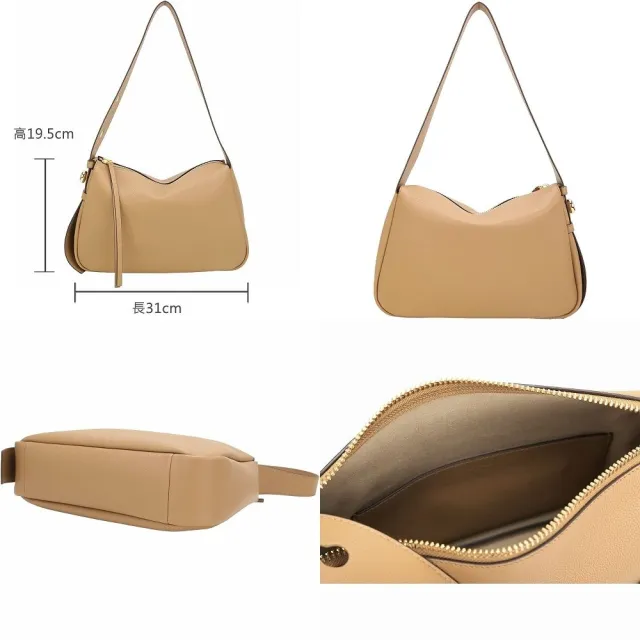 【TORY BURCH】Romy Hobo 鈕扣金屬標誌手提 肩背包(3色 TB 真皮 通勤包)