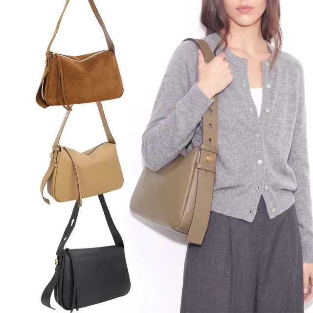 【TORY BURCH】Romy Hobo 鈕扣金屬標誌手提 肩背包(3色 TB 真皮 通勤包)