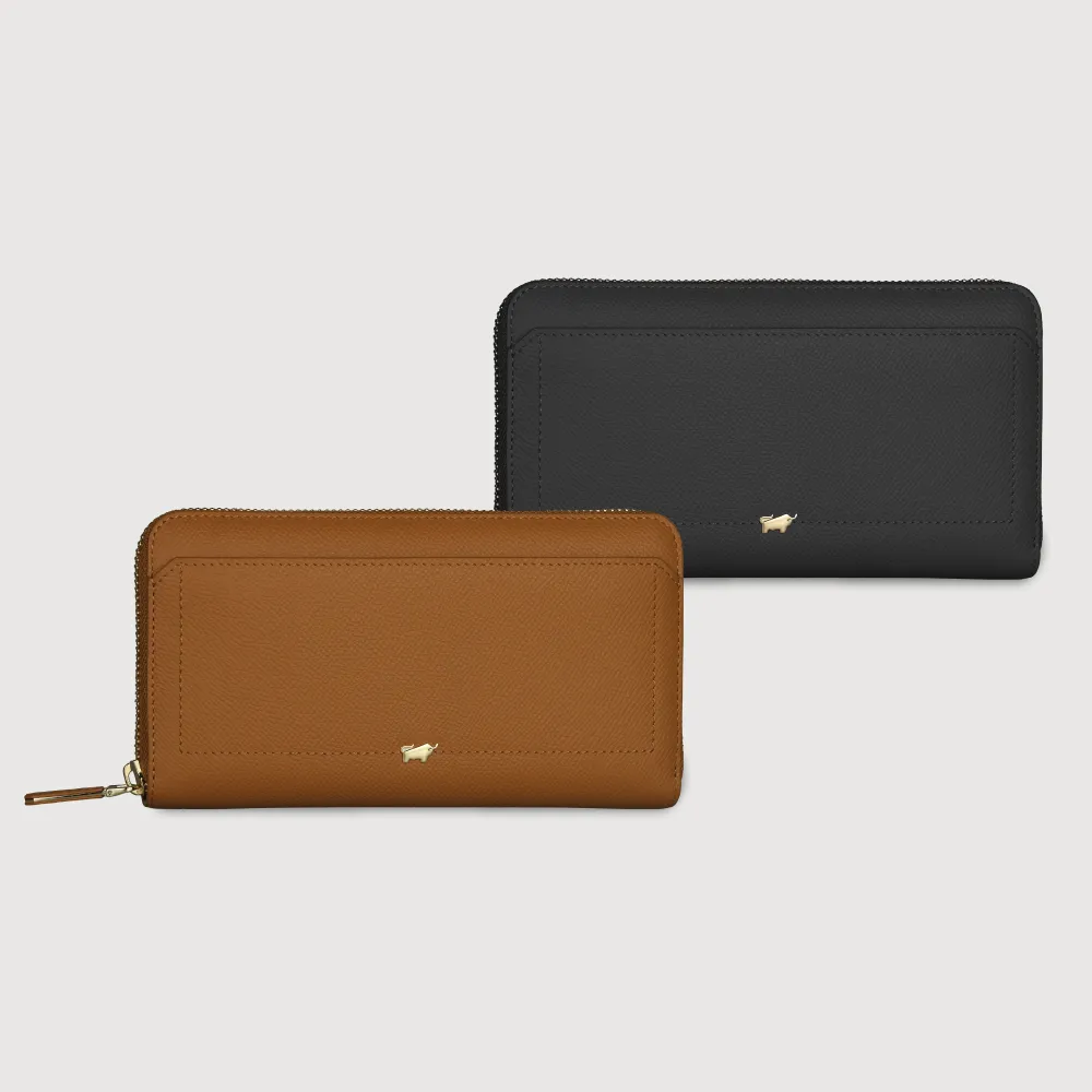 【BRAUN BUFFEL 德國小金牛】婕娜 13卡拉鍊長夾-多色任選(BF2005-602-BK/BRA) 錢包送禮推薦