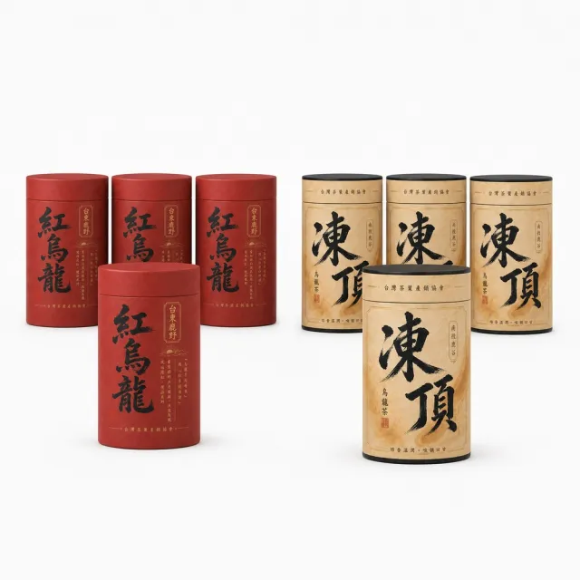 【台灣茶葉產銷協會】紅烏龍＋凍頂烏龍茶 雙茶8入組｜罐裝4兩(4+4)