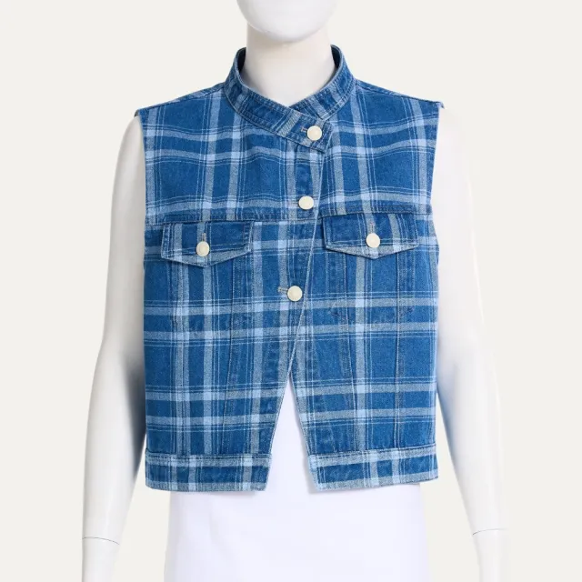 【ILEY 伊蕾】100%純棉牛仔背心(藍；M-XL；1264388315)