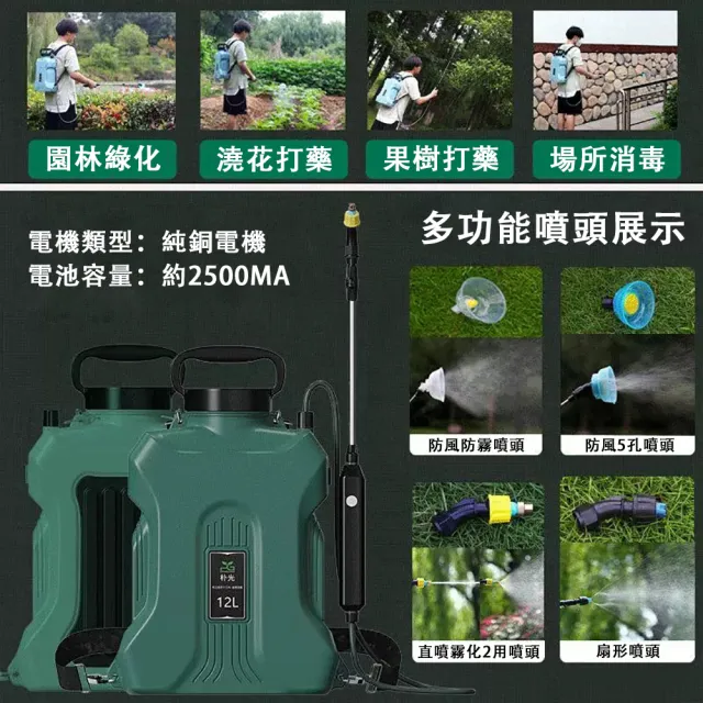 【ZHIPU 芝浦】噴霧器 12L背負式電動噴霧器 農用打藥機 農藥噴壺 噴霧機 噴水壺 澆花器 強勁出水L