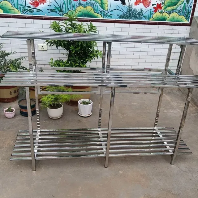 【佳美多】花架 花盆架 不鏽鋼花架 陽台花架子 鐵藝階梯 落地式多層 客廳置物 戶外裝飾(加厚100cm)Z