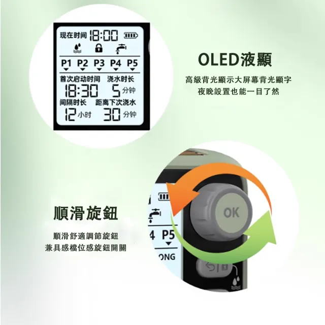 【ZHIPU 芝浦】智能定時澆花器萬向10米5噴頭套裝自動澆水器定時灑水器(大屏夜光雨感定時循環澆灌)L