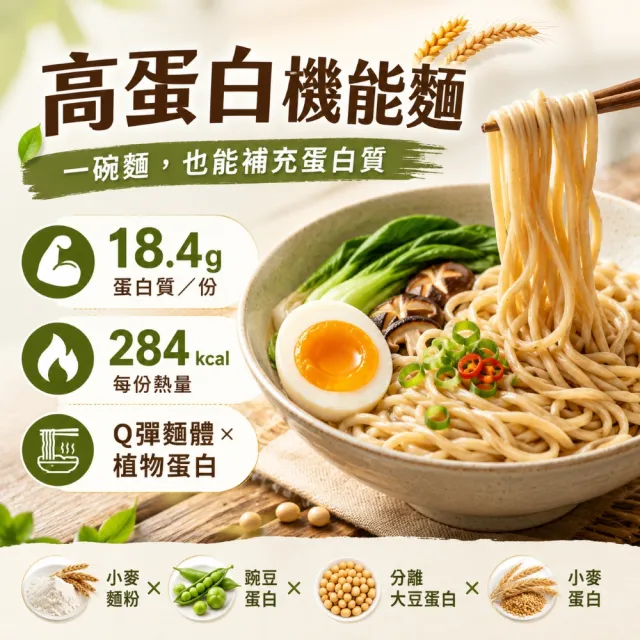【蘇伯】高蛋白機能麵80g X12包  植物蛋白 減鹽 快煮麵 無醬料