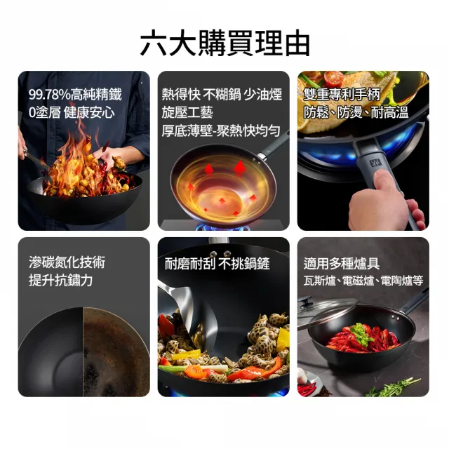【ZWILLING 德國雙人】SILVER IRON 銀光無塗層不易鏽中式鐵炒鍋30cm-新舊包裝隨機(德國雙人牌集團官方直營)