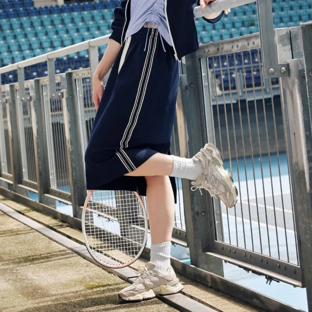 【YUANDONGLI 元動力】花邊織帶修身顯瘦運動裙(藍；S-L；4263702203)
