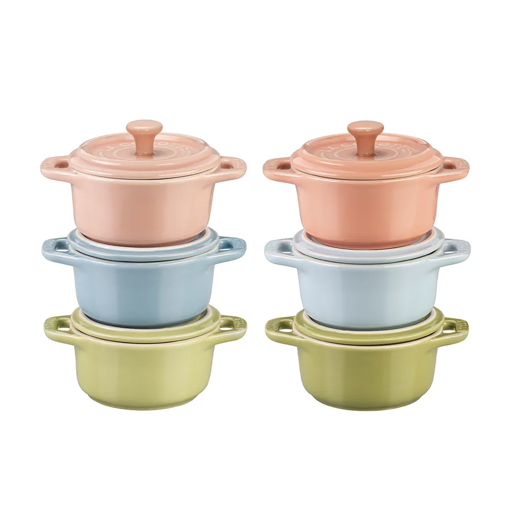 【STAUB】馬卡龍圓形陶瓷迷你烤盅6件組10cm(德國雙人牌集團官方直營)