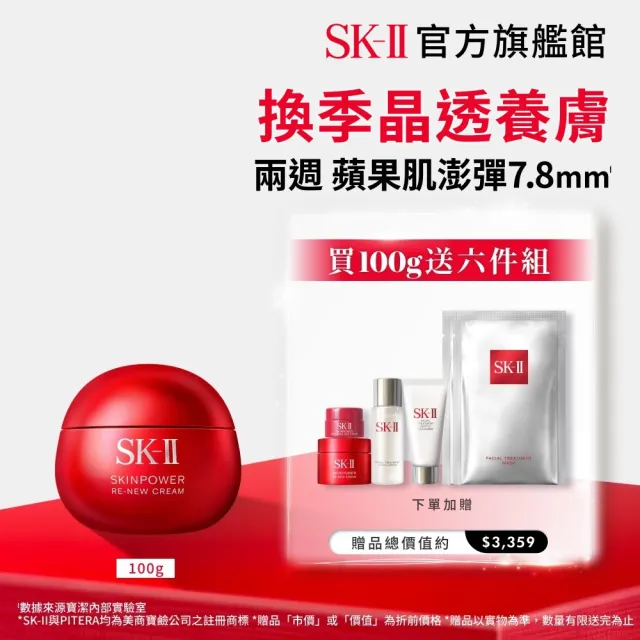 【SK-II】官方直營 肌源賦能煥顏活膚霜 100g(經典版/乳霜/臉部保養/澎彈/緊緻/大紅球)