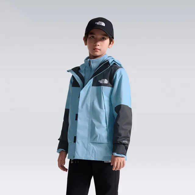 【The North Face】北面兒童綠色DRYVENT防水抓絨內裡三合一外套｜8DXU0ES