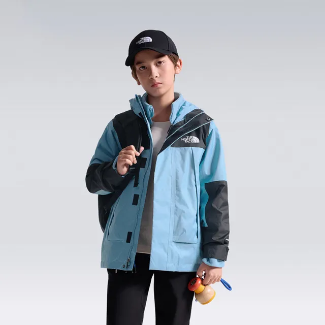 【The North Face】北面兒童綠色DRYVENT防水抓絨內裡三合一外套｜8DXU0ES