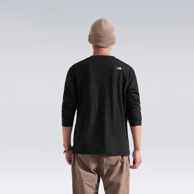 【The North Face】北面男款黑色UPF50防曬長袖上衣｜8J8YJK3
