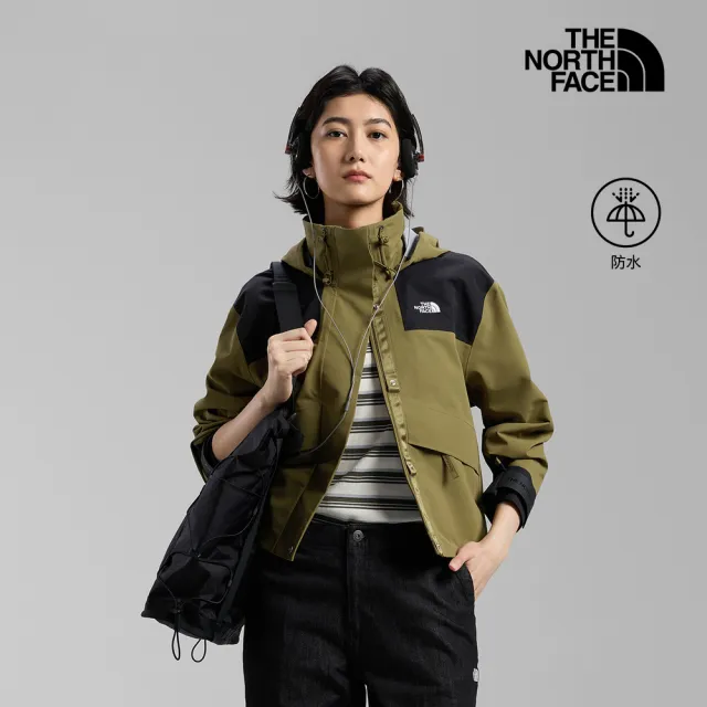 【The North Face】北面UE女款綠黑拼接DRYVENT防水衝鋒衣｜8HWERL5