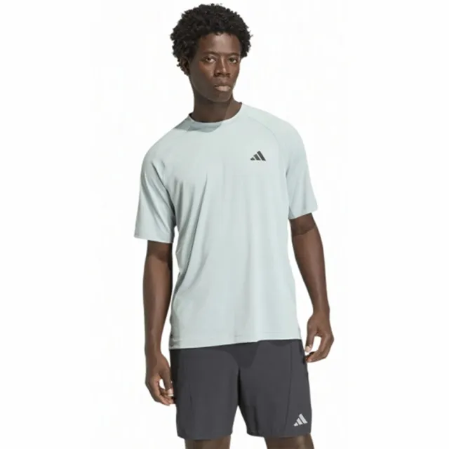 【adidas 愛迪達】短袖上衣 男 涼感 吸濕排汗 TECHESS TEE 灰綠 KS5575(S3406)